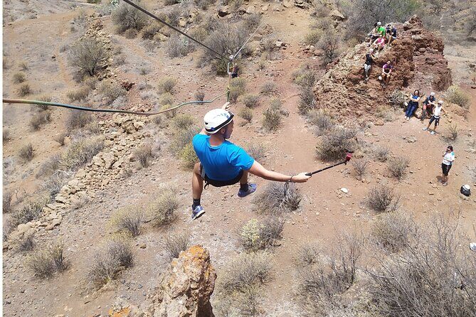 Climbing + Zipline + Via Ferrata + Cave. Adventure route in Gran Canaria - 50-Meter Zipline: The Big Finish and the Climb-Up Detail
