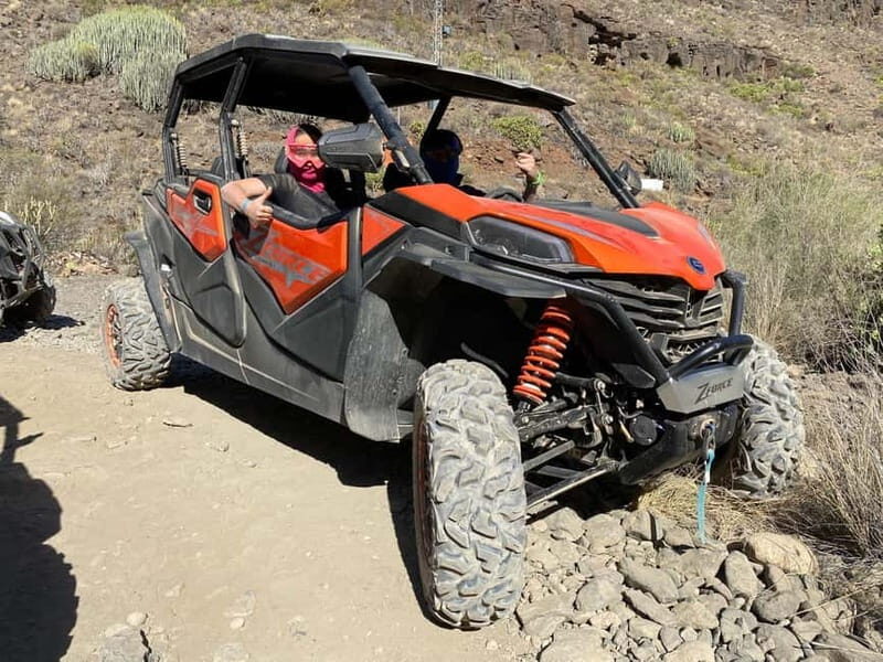 GRAN CANARIA: FAMILY MONSTER BUGGY <em>4 SEATS -LONG TOUR 2.5HR – From Maspalomas toward Fataga: how the ride unfolds’ /><br />
The driving begins from the <strong>Maspalomas direction</strong>, then you head <strong>off-road toward Fataga</strong>. From there, the route mixes on-road and off-road sections while you travel through the south’s mountain scenery—especially <strong>valleys and canyons</strong>.</p>
<p><p>What makes this kind of route fun is the rhythm. You get stretches where you can focus on smooth control, then you hit rougher terrain where you have to slow down, read the track, and steer with confidence. Even if you’re a first-timer, the format tends to keep you engaged because the terrain changes.</p>
</p>
<p><p>A helpful detail: there’s typically a <strong>focus on driving skill level</strong>. One instructor adjusted the challenge during the tour based on how confidently the driver was handling the buggy. That means you shouldn’t expect a single, one-speed “same for everyone” route.</p>
</p>
<p><p>You’ll also want to be mentally prepared for dust and bumps. This is not a gentle family outing. It’s bumpy, and you’ll come back looking like you did something athletic. If that’s your idea of a good day, you’ll likely have a blast.</p>
</p>
<h2 id="safety-and-gear-whats-included-what-you-should-bring">Safety and gear: what’s included, what you should bring</h2>
<p><img src=
