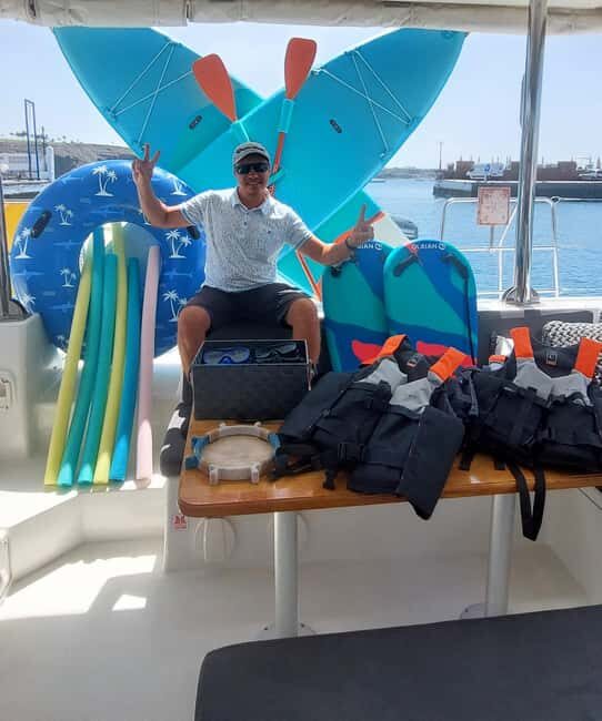 Gran Canaria: Private 3-5hour all-inclusive Catamaran Cruise - Playa Anfi del Mar stop: swimming, snorkeling, paddleboards